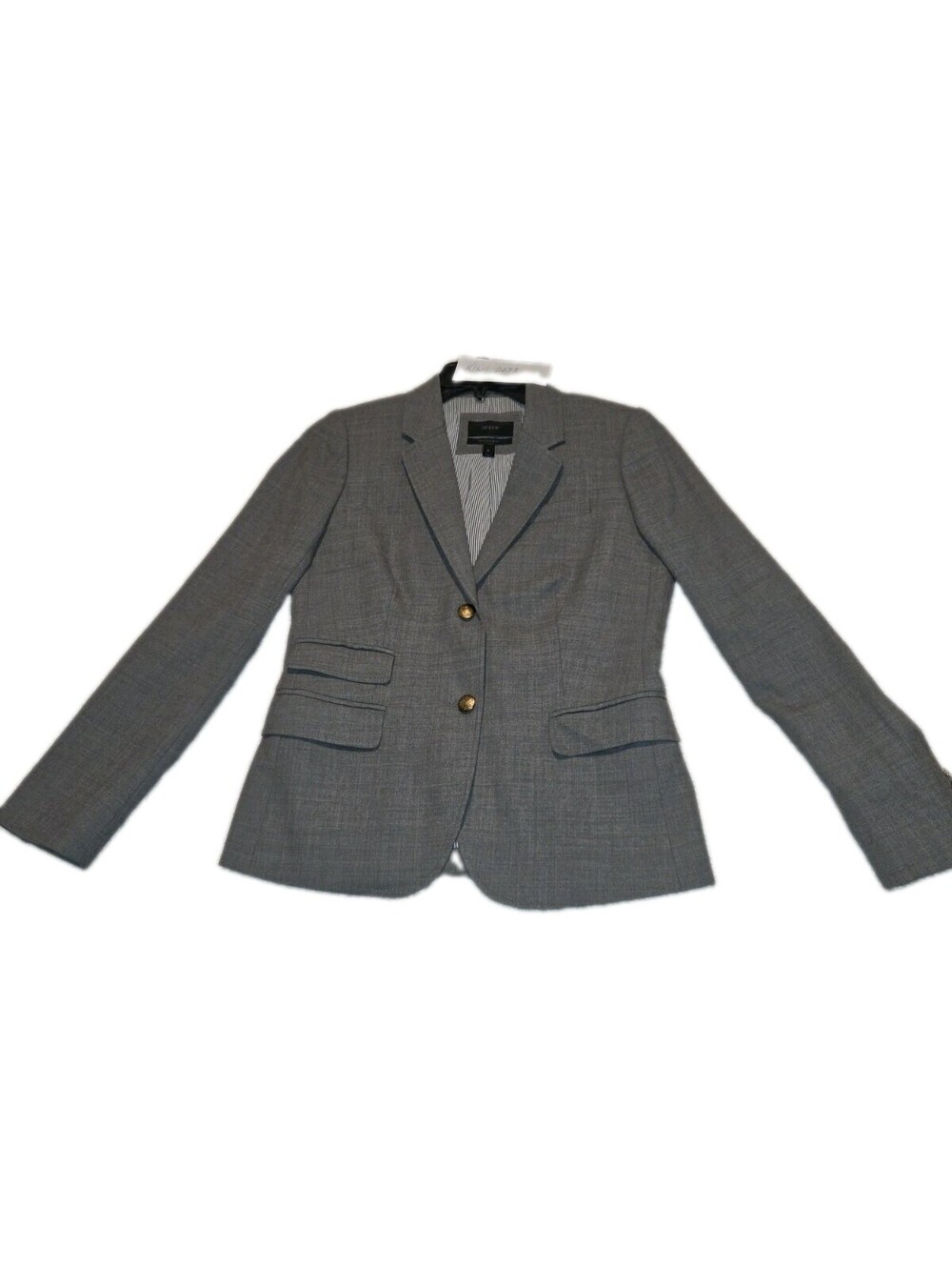 J.CREW Sz 6 Gray Wool Blend Schoolboy Blazer Jacket Sport Coat Gold Crest Button